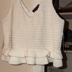 Almost Famous White Knit Peplum Tank
